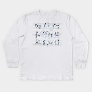 Musical notes dancing salsa! Kids Long Sleeve T-Shirt